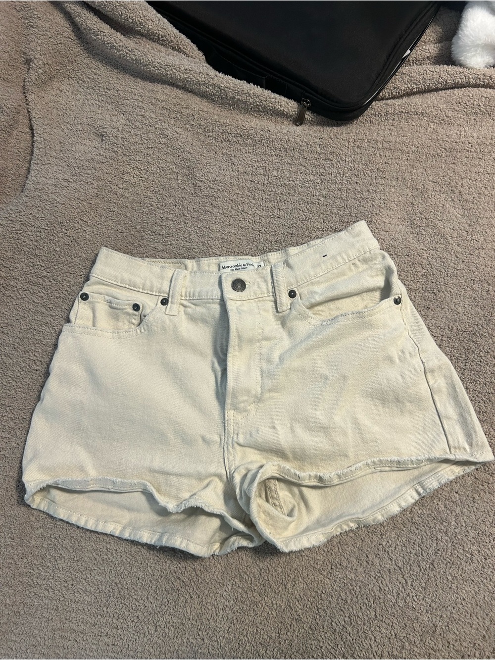 Abercrombie & Fitch Cream High-Rise Denim Shorts